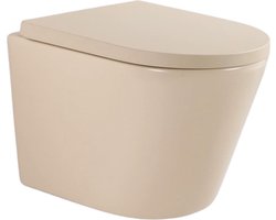 QeramiQ Dely Wandclosetset - 36.3x51.7cm - diepspoel - rimless - 35mm zitting - beige
