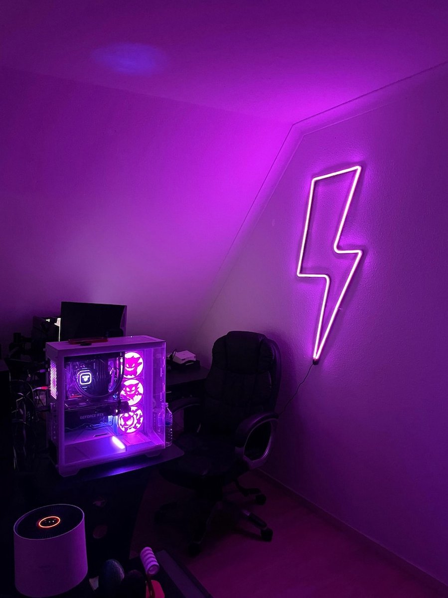 Neon Lamp verlichting voor muur 3 Meter – Inclusief LED Bliksemschicht Wanddecoratie voor Gamingkamer, Slaapkamer, Kantoor, Esthetische Wandkunst – Moderne Neon light