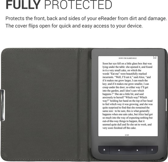 kwmobile hoes geschikt voor Pocketbook Touch Lux 3/Basic Lux/Basic Touch 2 - Canvas beschermhoes in antraciet / zwart - Voor e-reader van Merkloos — afbeelding 5