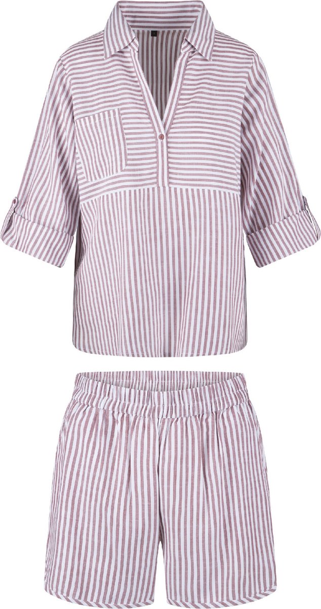 LingaDore Shortama set Soft bordeaux stripe