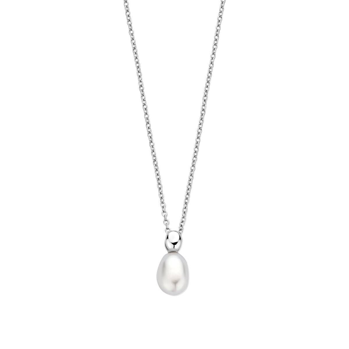 Zilver Gerhodineerd Collier Parel 41 + 4 Cm - 1340793