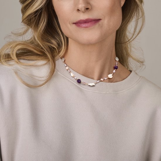collier perles baroques et pierres naturelles colorées 45 + 3 cm 3 microns