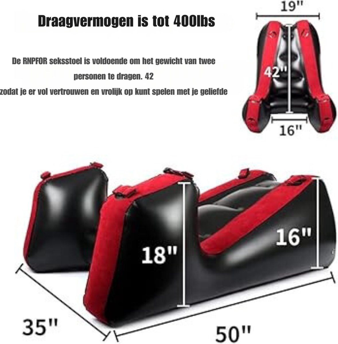 Goedkoopste DD® Sex Stoel - Sex Meubel - Sex Chair - Opblaasbaar Kussen - 36x33x10cm - Zwart