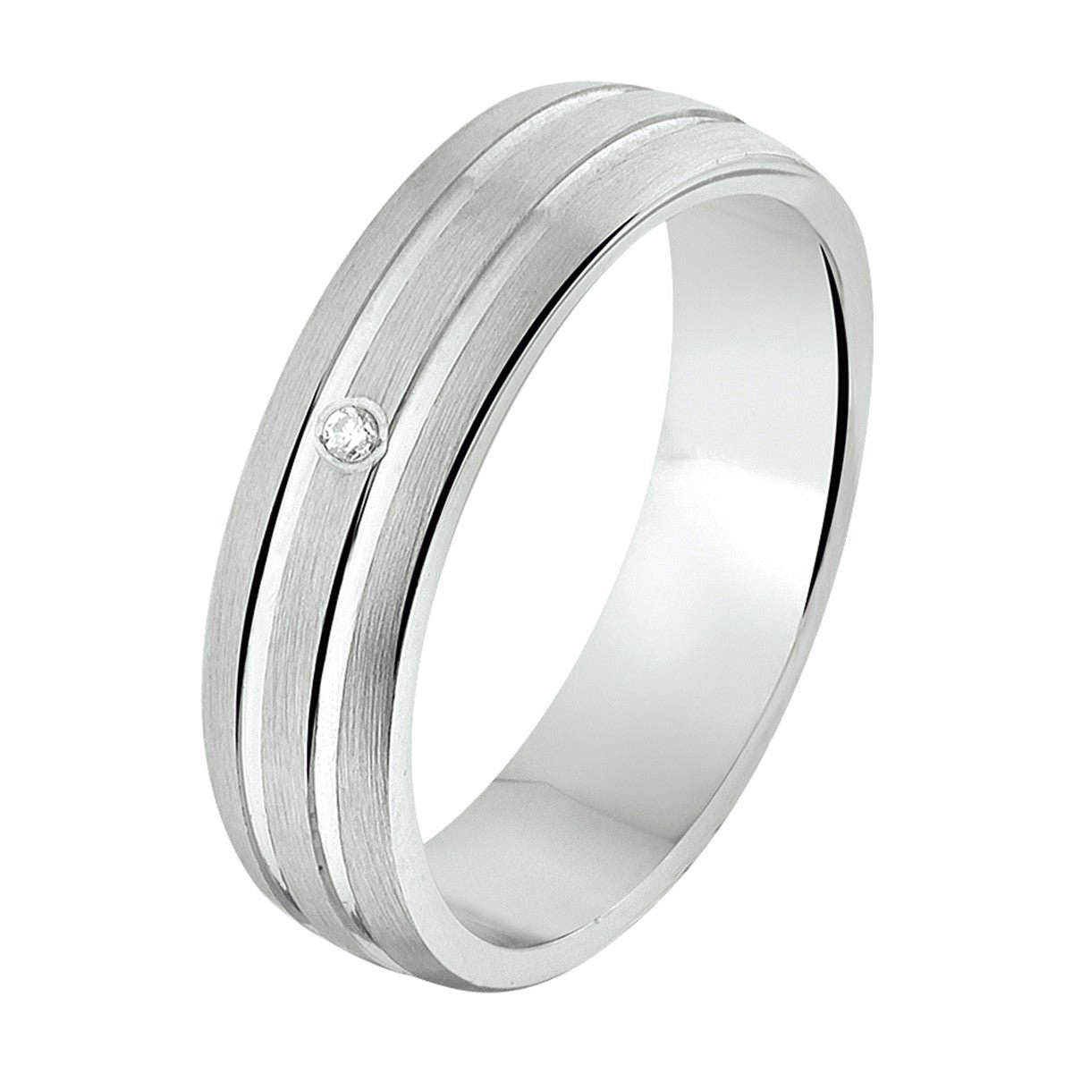 Gerhodineerd Zilver Ring A304 - 5 Mm 0.01Ct H Si 1315566