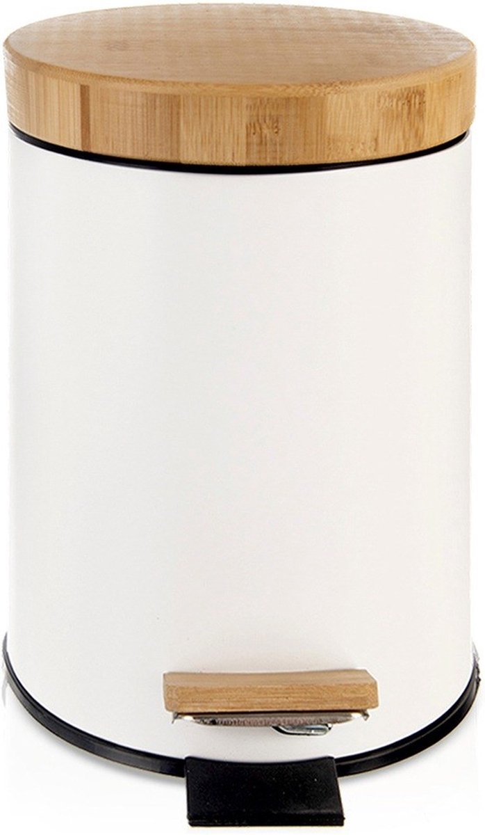 Goedkoopste Prullenbak Metaal met Pedaal Wit WHITELINE 3 l - Afvalmand - Afvalemmer