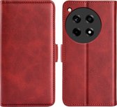 MobyDefend Hoesje - Geschikt voor OnePlus 12R - Luxe Wallet Book Case (Sluiting Zijkant) - Rood