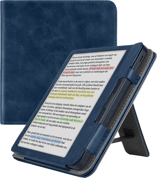 Étui adapté pour Kobo Libra Color Cover Book Case en cuir - Étui adapté pour Kobo Libra Color Case Book Cover Cuir - Bleu foncé