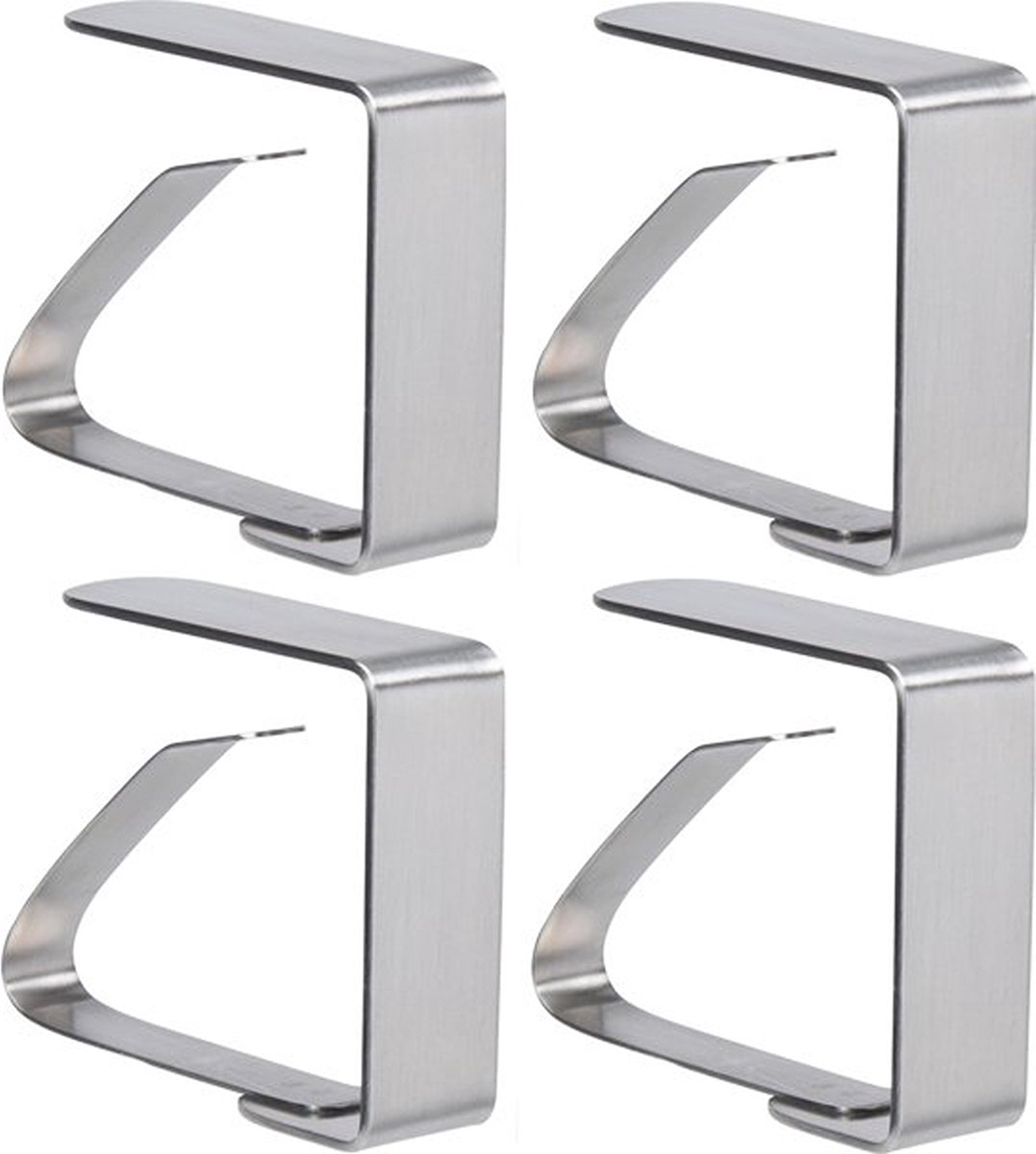 Knaak Tafelkleed Klemmen - Tafelzeil Klemmen - Tafelkleed Vastzetten - RVS - 5 x 6 cm - 4 stuks