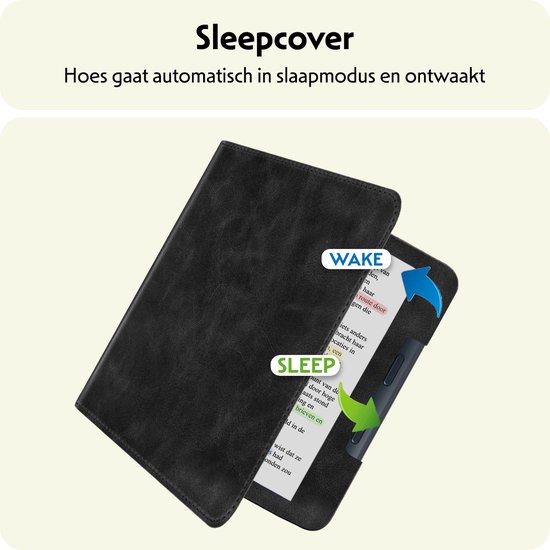 Hoesje Geschikt voor Kobo Libra Colour Hoes Leren Case Sleep Cover Leer - Hoes Geschikt voor Kobo Libra Colour Hoesje E-reader Leer - Zwart van Hoesje  — afbeelding 3