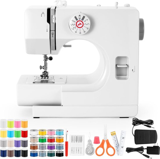 Dekaim FLSM-519 Naaimachine, elektrische naaimachine voor beginners en kinderen, 12 steekprogramma's, vrije arm, naailicht en elektrische voetpedaal, EU-stekker