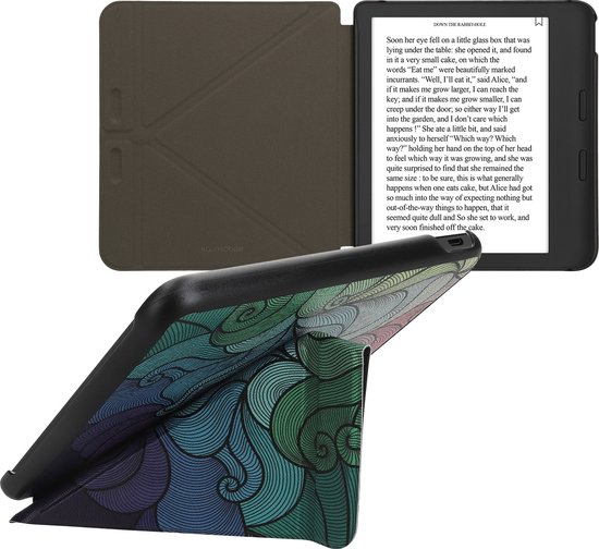 kwmobile e-reader hoesje geschikt voor Kobo Libra Colour hoes - Ereader flip case met standaard - E reader cover van kunstleer - In roze / blauw / groen van Merkloos — afbeelding 4