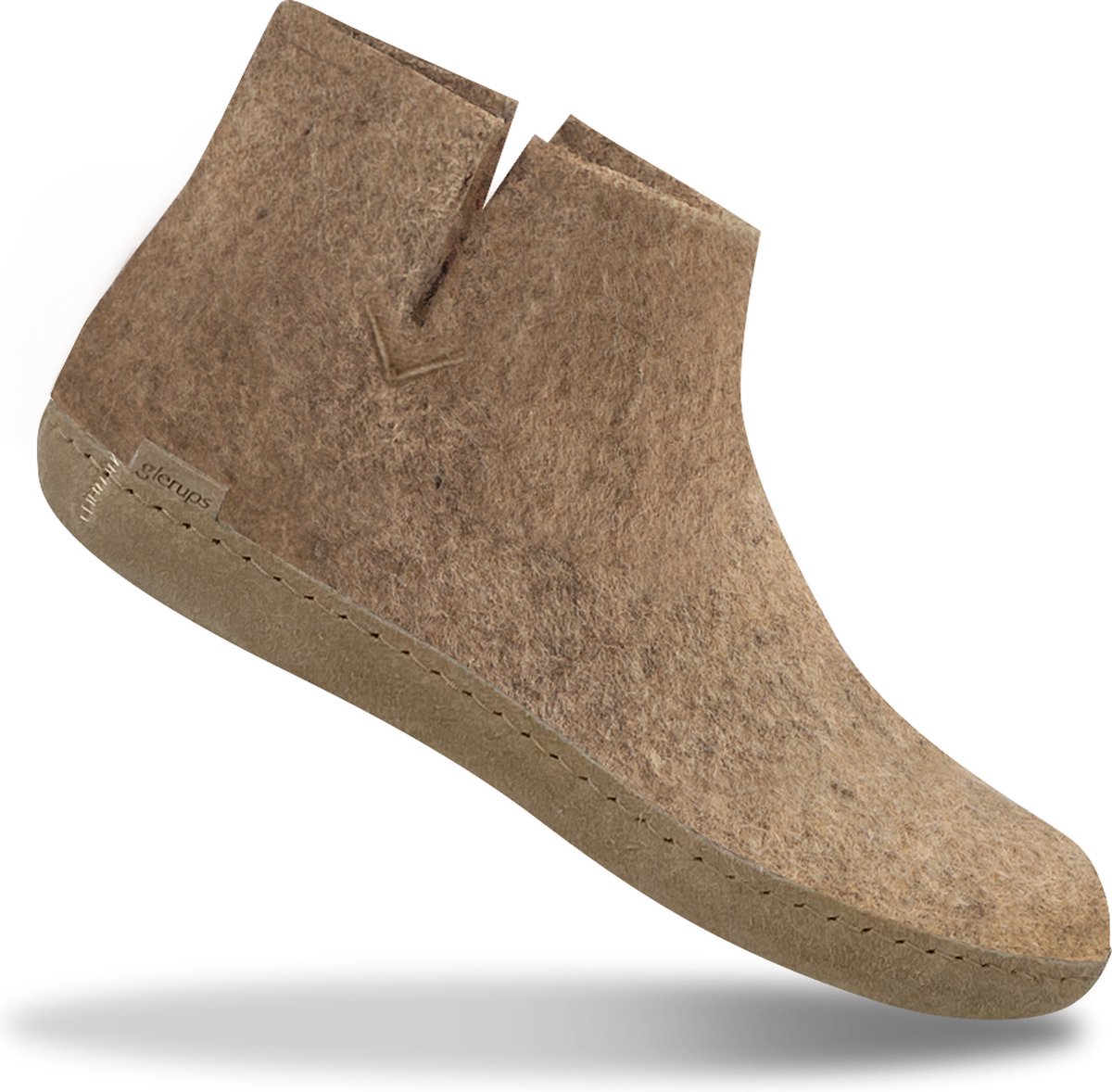 Glerups Hoge Wollen Sloffen Leren Zool - Beige - 39