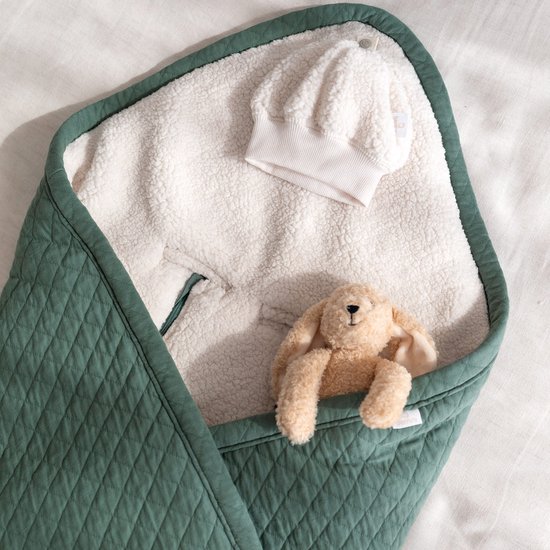 BEMINI Voetenzak - Biside 0-12m - Warme gewatteerde teddy - Green van Bemini — afbeelding 4