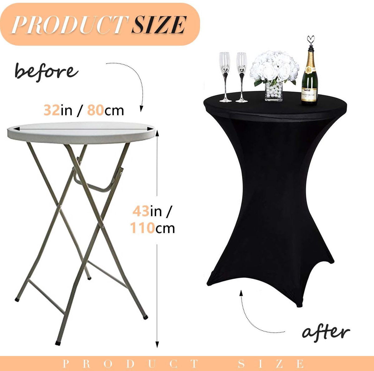 Goodivery ® Elegante Set van 6 Luxe Statafelhoezen voor Diverse Evenementen
