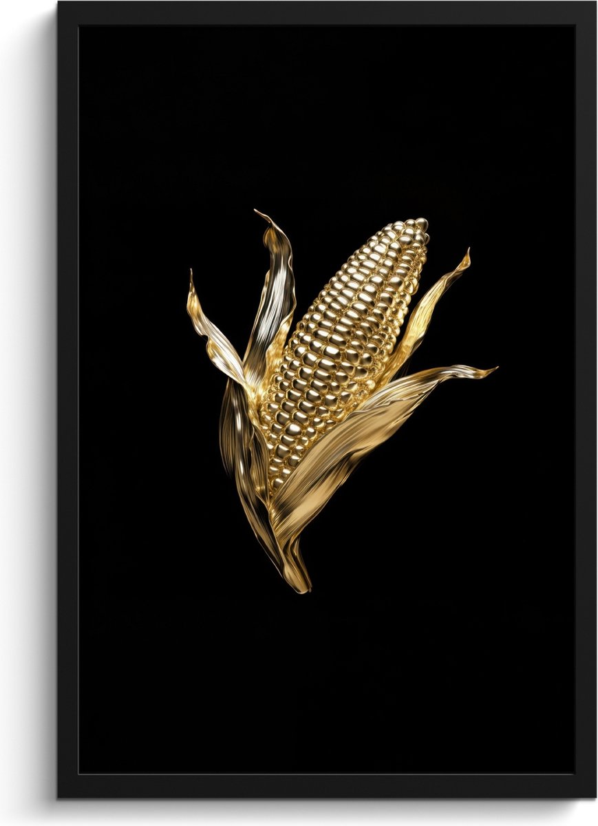 FrameYourWall Fotolijst inclusief poster - Posterlijst 40x60 cm - Posters - Mais - Eten - Goud - Zwart - Foto in lijst - Keuken decoratie muur - Wanddecoratie accessoires - Muurdecoratie - Schilderijen