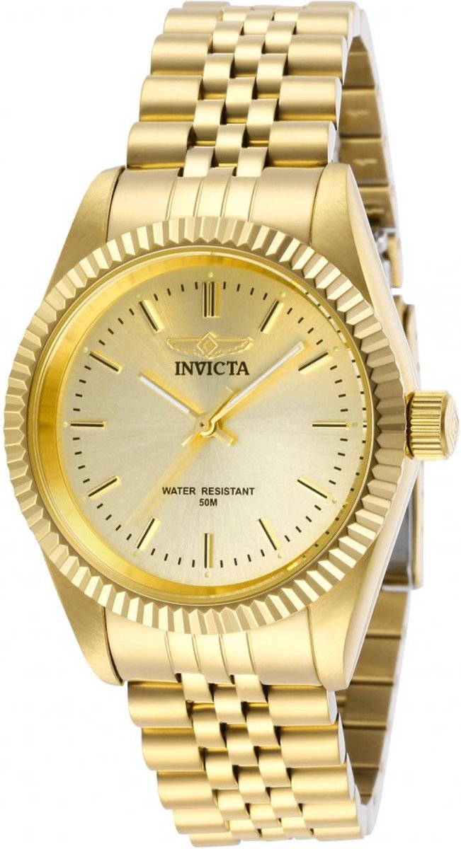 Invicta Specialty 29411 Dames Horloge - Waterdicht - Analoog - Quartz Uurwerk - Roestvrij Staal met gouden Wijzerplaat - 36mm