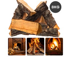 Haardhout - Gedroogd Openhaardhout - Ovengedroogd Elzenhout - 8KG - Perfect voor Speksteenkachel en Open Haard - Zacht en Eenvoudig Aan te Steken - Inclusief EBOOK