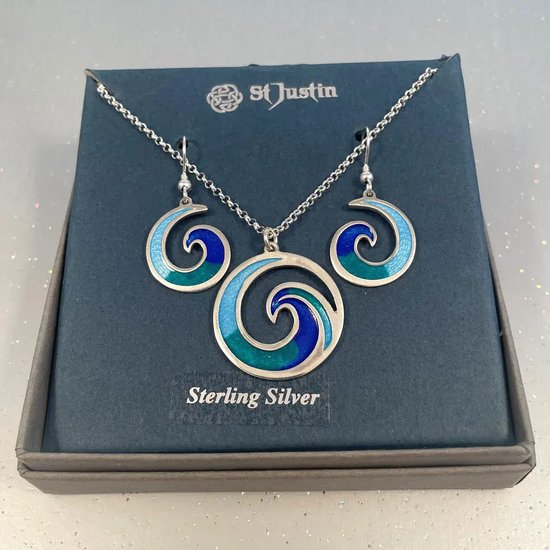 Saint Justin, ensemble de bijoux, ensemble de Bijoux en argent « Glas Mor Mordardha » (SSET1014)