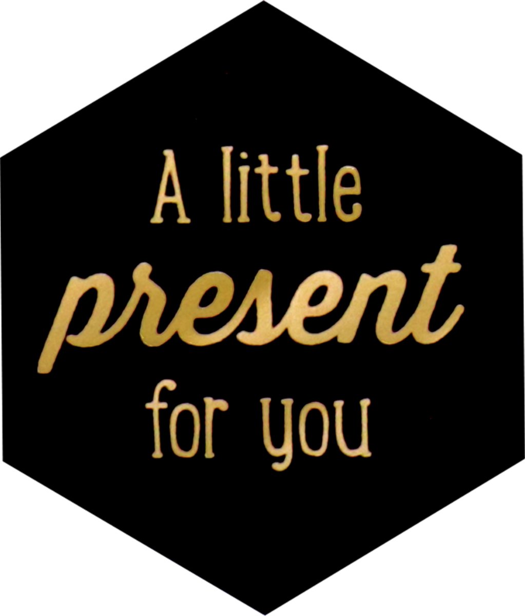 Etiket | papier | Little present for you | 50x43mm | zwart/goud | rol à 500 stuks