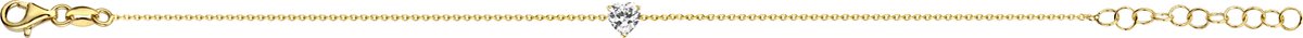 New Bling 9NB-0614 Zilveren Armband met Zirkonia - Ankerschakel - Zirkonia - Hartje - 6 mm - 15,5 + 1 + 1 + 1 + 1 cm - Goudkleurig