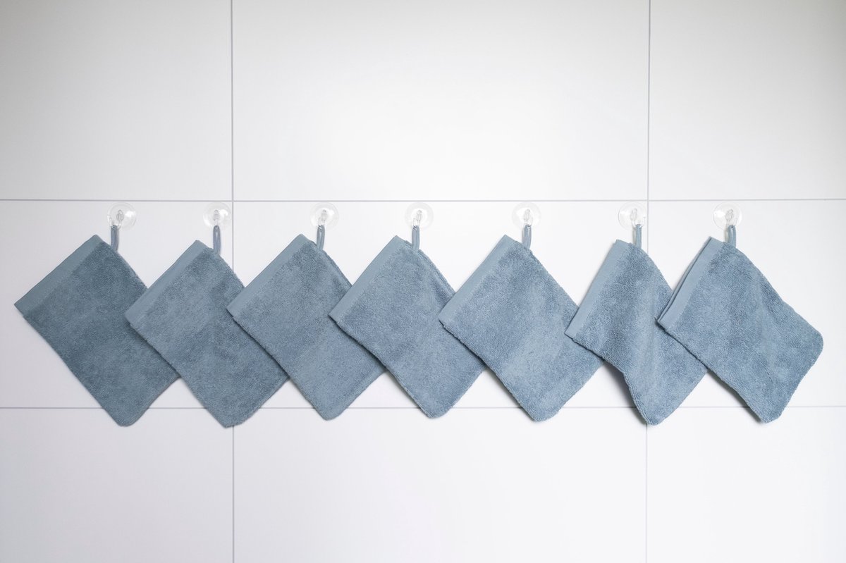 RELAKZ - Airy Blue - Washandjes - Set 7 Stuks - Luxe Katoen - 700 GSM - Zacht en Hoog Absorberend