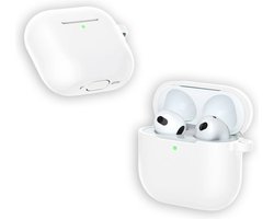 ShieldCase Siliconen Hoesje met Koordje Geschikt voor Airpods 4 - Siliconen Case voor Apple Airpods 4 Case Hoesje - Wit