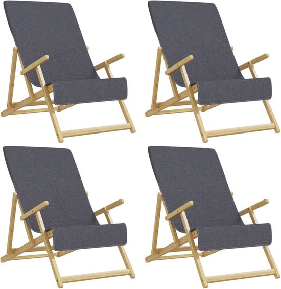 Serviettes de plage The Living Store - anthracite - 60 x 135 cm - tissu doux - antidérapantes - légères - lot de 4