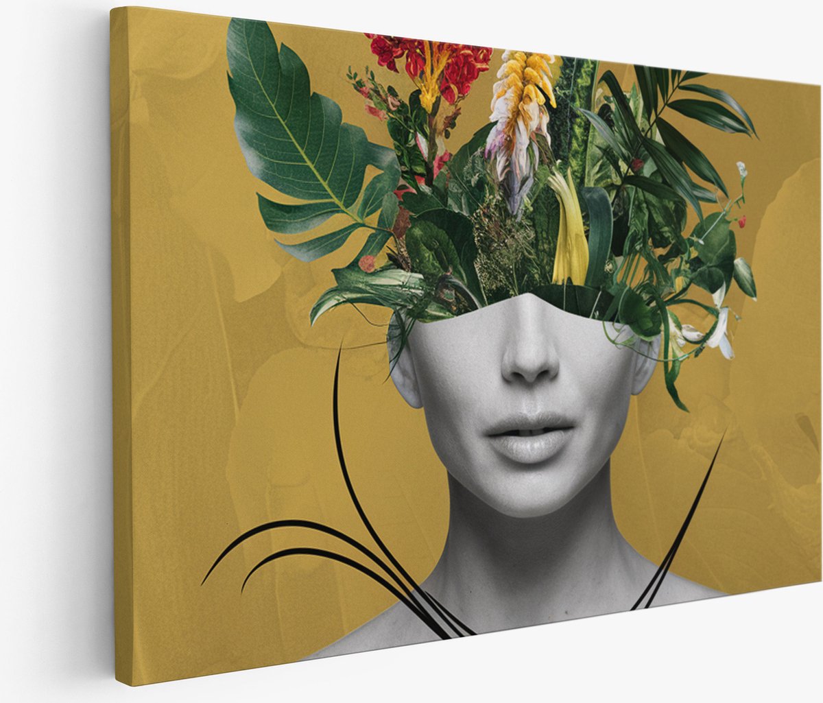 Saammp Muurcirkel Hout - Schotse Hooglander Koe in de wei - Zwart-Wit - Dieren - Portret - Ø 80 - Wandcirkel - Wanddecoratie Cirkel - muurdecoratie Woonkamer - Slaapkamer decoratie - Rond Schilderij