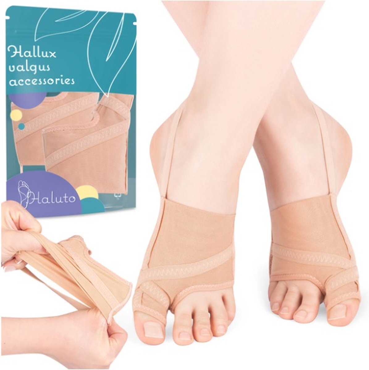 Hallux Valgus Grote Teencorrector - Teenspreider en Beschermer Grote teen - maat S - Stoffen bunionbandage, ideaal voor gebruik bij pijnlijke knobbels en overlappende tenen.