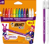 BIC Kids Magic - Viltstiften met Uitwisbare inkt - Stiften voor Kinderen - Kleurstiften met Medium Punt - 12 Stuks