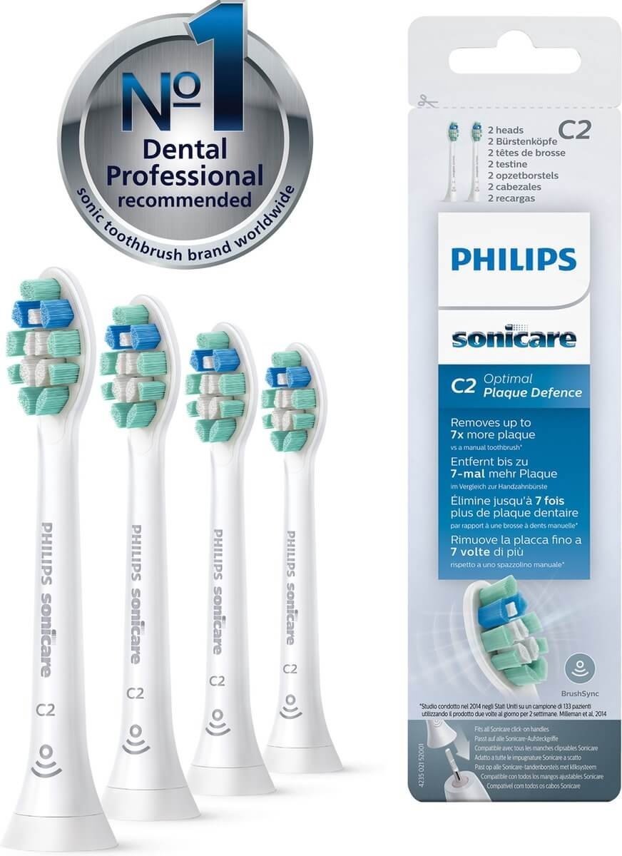 Bol.com Philips Sonicare C2 Optimal Plaque Defence HX9024/10 - Opzetborstels - 4 stuks aanbieding