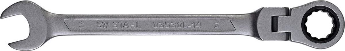 SW-Stahl 03530L-14 ringratelsleutel 14 mm I ringsleutel met scharnier I 72 tanden I steeksleutel met ringratel I ringratel steeksleutel SW 14