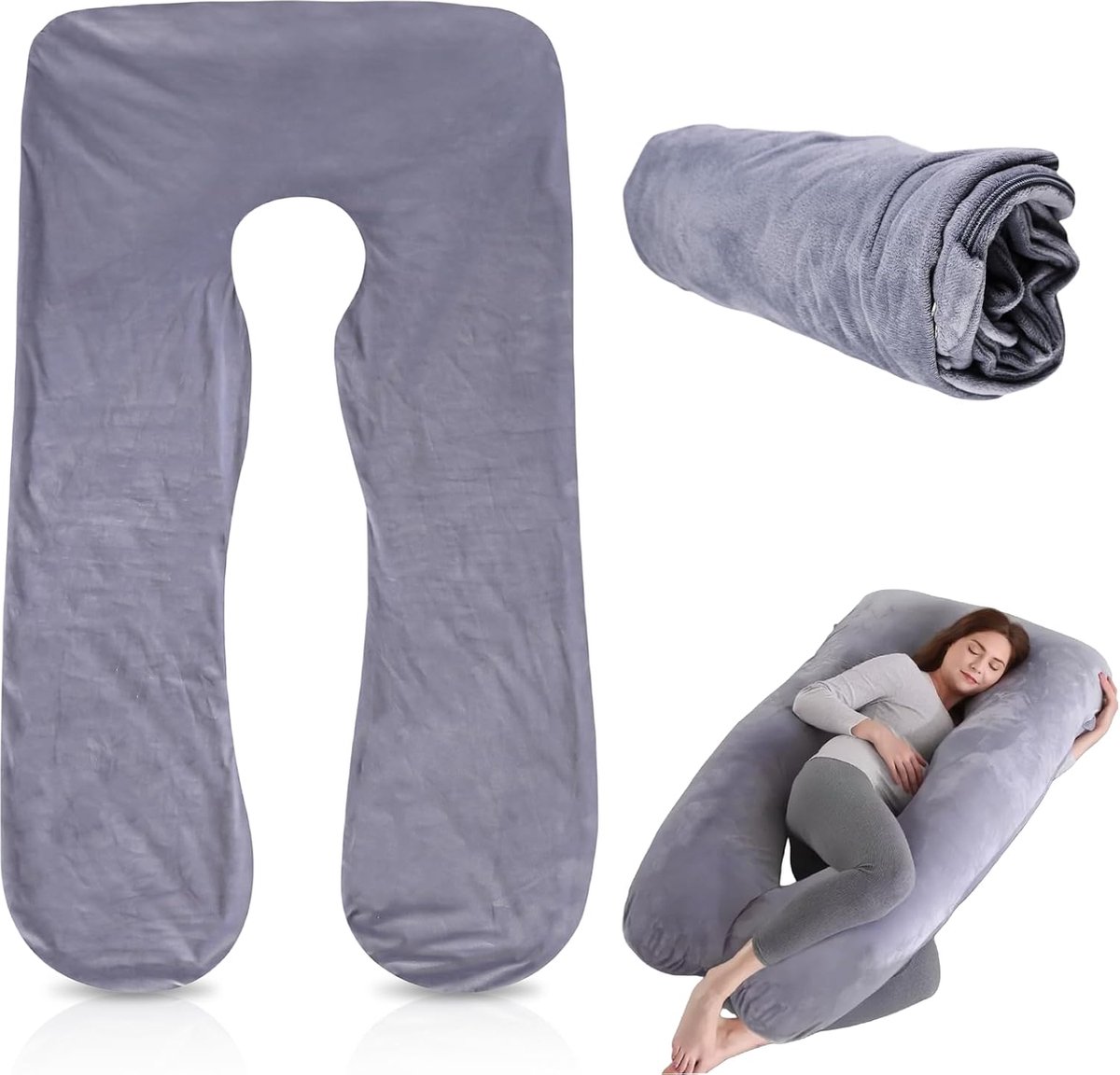 JGS ® Comfortabele en Ondersteunende U-vormige Zwangerschap Hoes Kussenhoes voor Optimaal Slaapcomfort