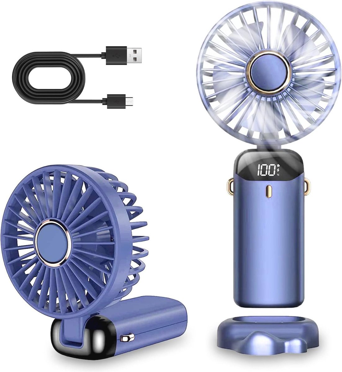 Oplaadbare Mini Handventilator - 3000 mAh Draagbare Handventilator met 5 Snelheden en LED Display