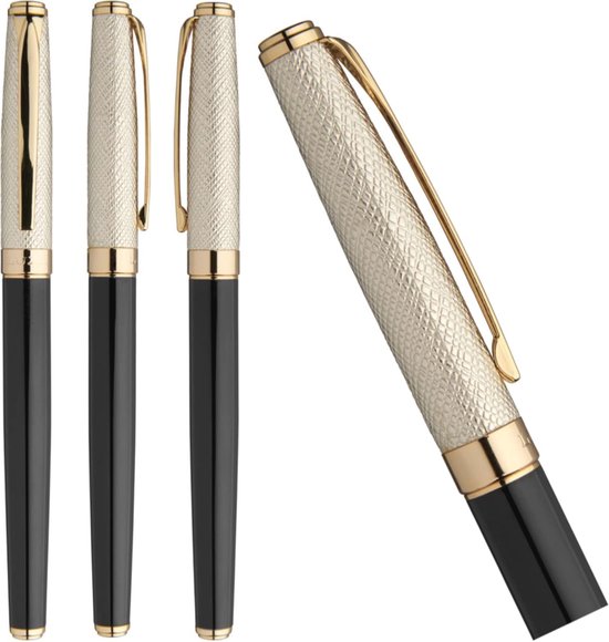 Parker IM Premium balpen en balpen met gravure, premium pen, geschenkdoos, gepersonaliseerd cadeau, jubileum, verjaardag (zwart/goud G.C