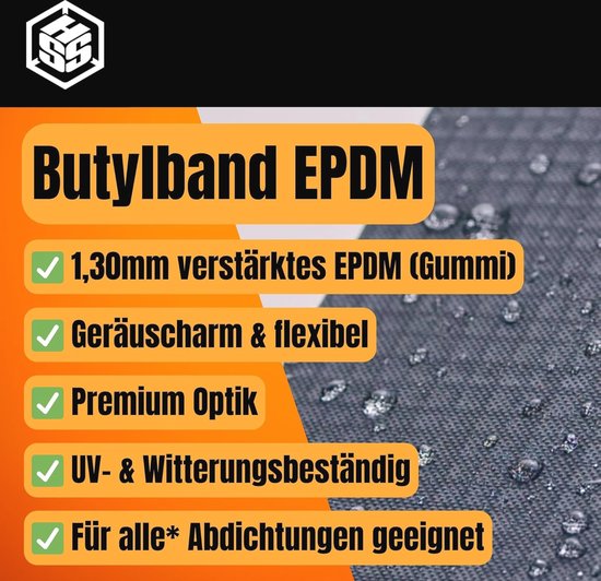 EPDM Butyltape met versterkt weefsel - 10 cm x 5 m - waterdichte tape - hoogwaardige afdichtingstape - verouderings- corrosie- en UV-bestendig
