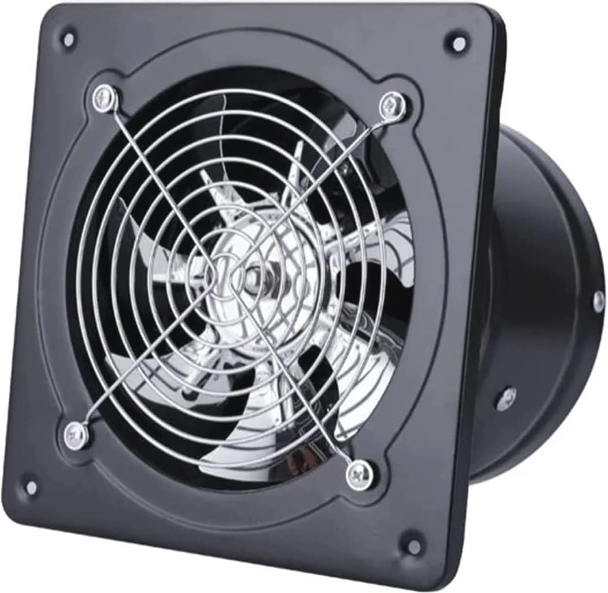 150 mm afzuigventilator in de badkamer - stille metalen axiale ventilator, zwart