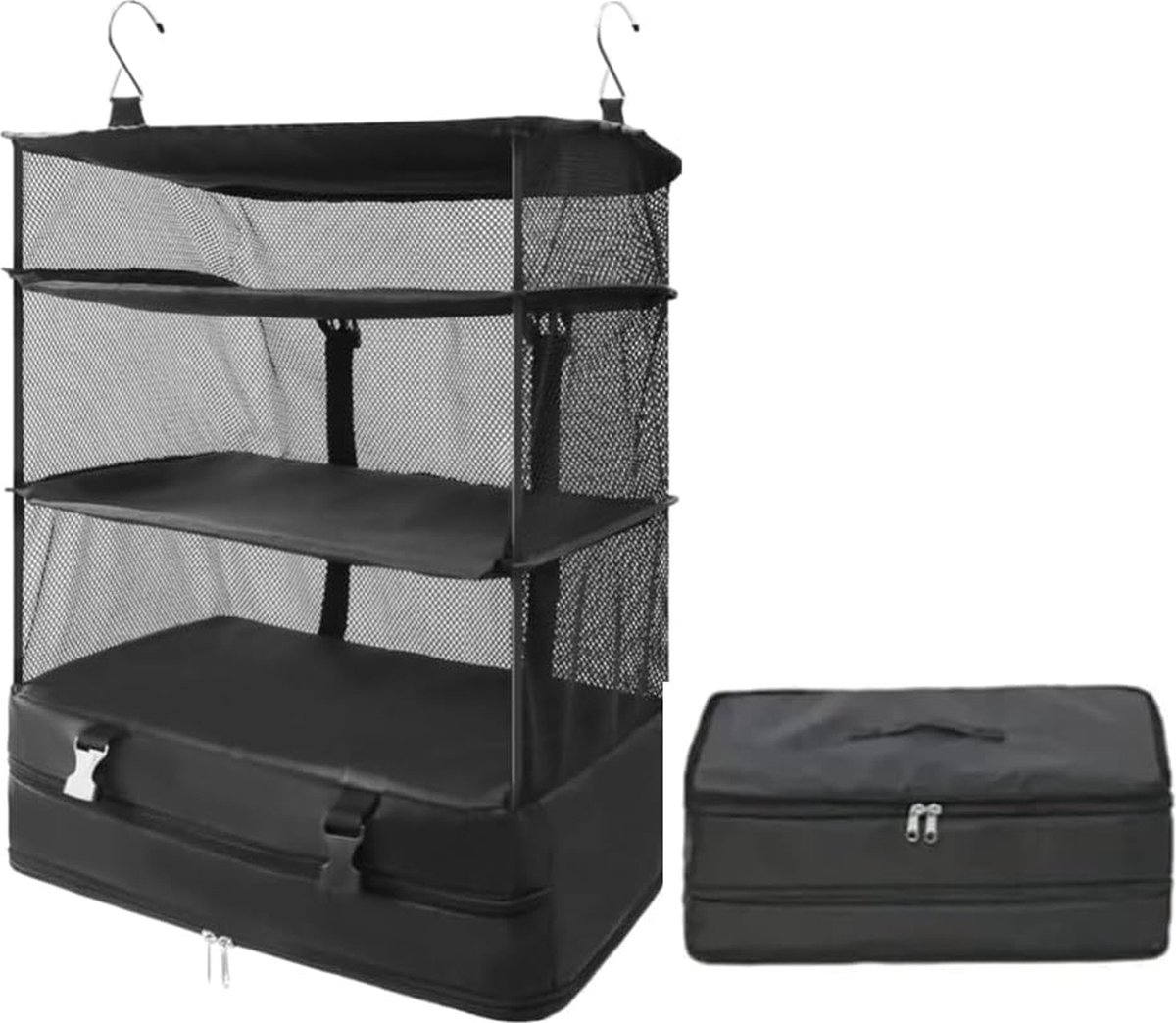 Goodivery ® Handige Reiskleding Organisator met Ophangbare Inpak Kubus en Opbergvakken voor Koffers