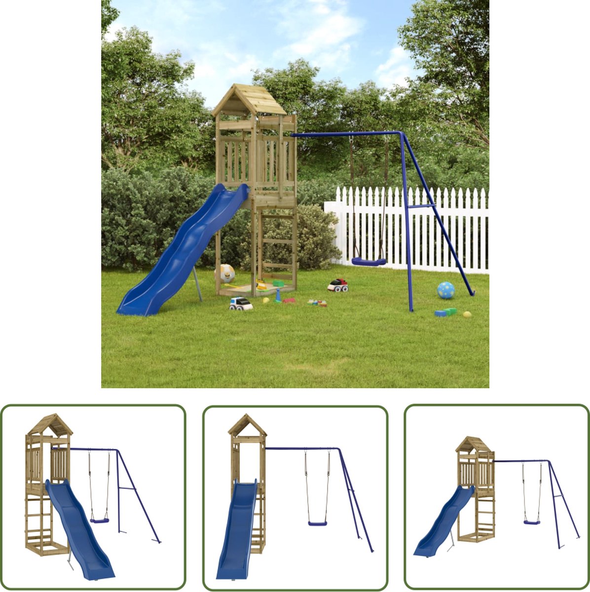 vidaXL Kinder Speelgoed - Speelhuis - Speelhuis geïmpregneerd grenenhout - Houten Speelhuis - Outdoor Speeltoestellen - Speeltuinen