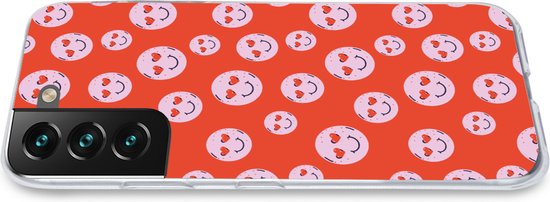 Coque de téléphone compatible avec Samsung Galaxy S22 Plus - Smiley - Motif - Hartjes - Rouge - Rose - Coque de téléphone en Siliconen Coque de téléphone