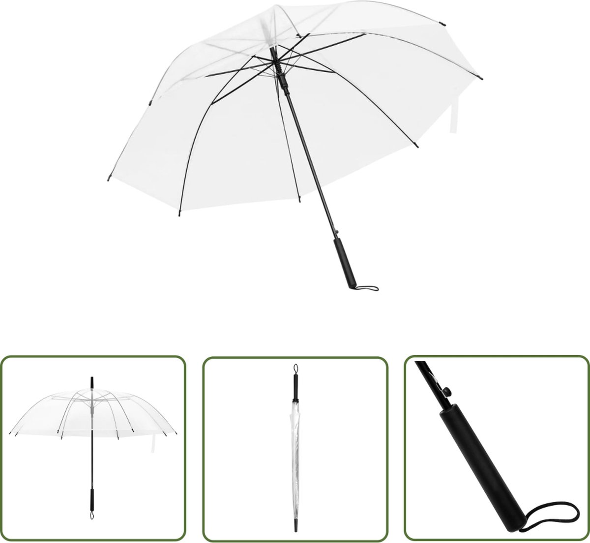 The Living Store Transparante POE Steelparaplu - 107 cm - Lichtgewicht