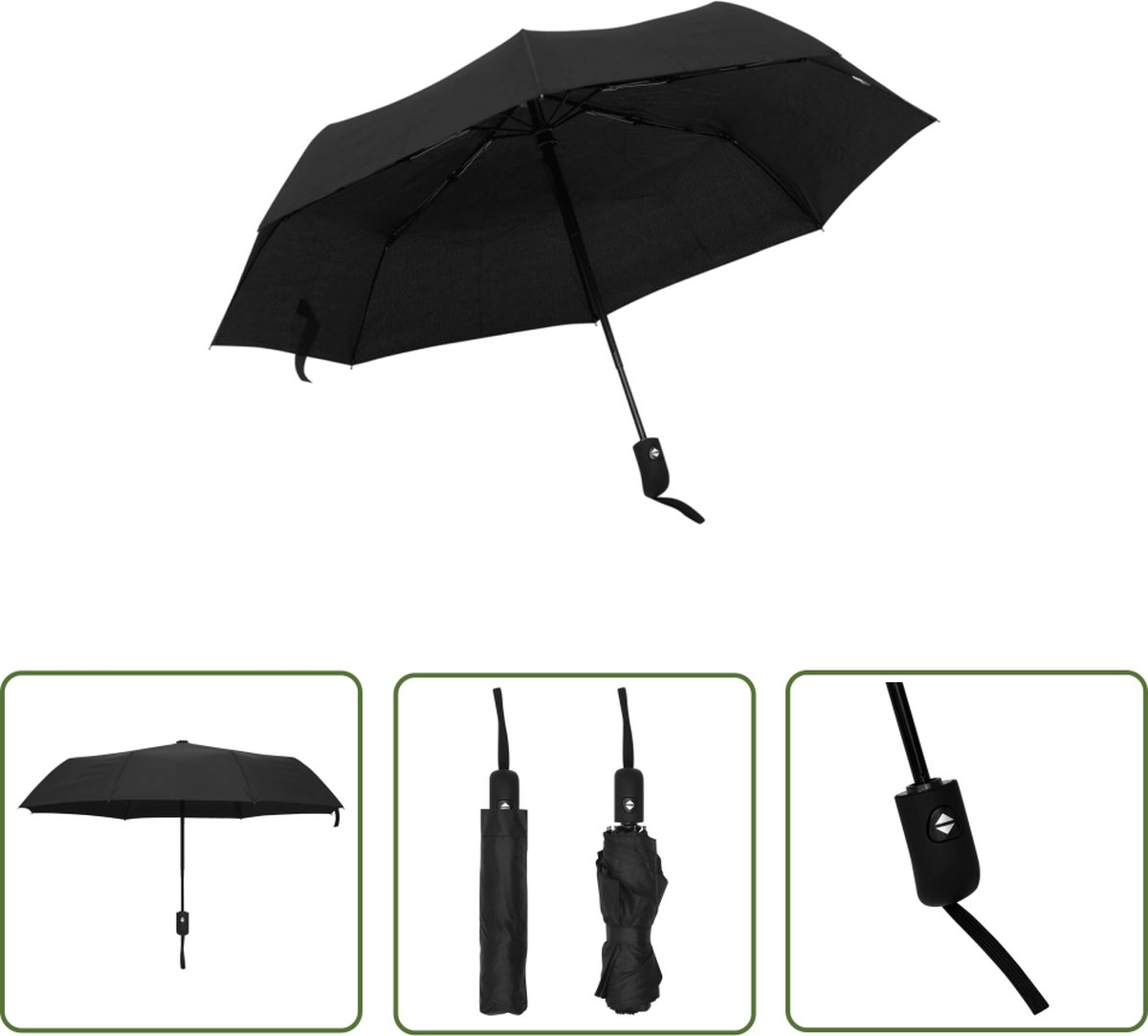 The Living Store Reisparaplu - 190T PG - Automatisch Inklapbaar - 44cm - Zwart