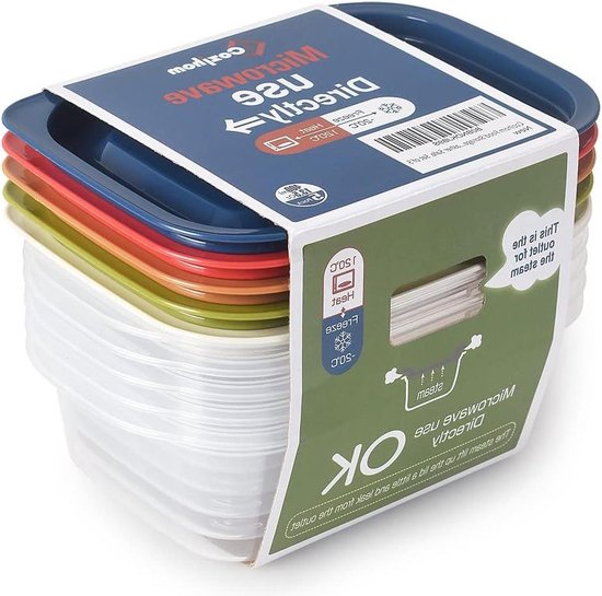 Maturi Voedselopslagcontainers Set van 5 met luchtdichte deksels, BPA-vrij, 0,24 l - 2,5 l