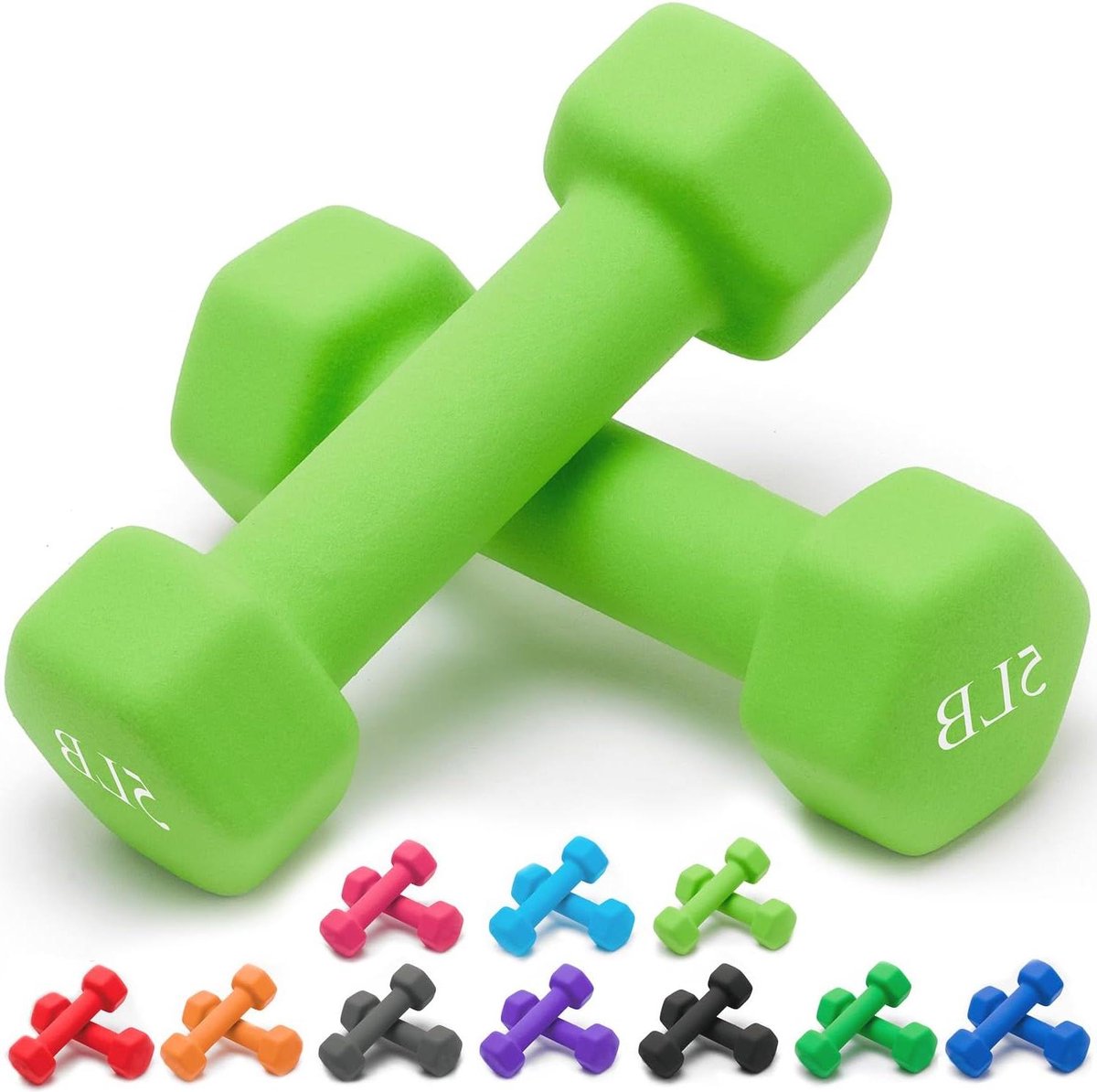 Dumbbells/Gewichten - Neopreen halters handgewichten slip anti-rol groen 23 kg paar Uniseks