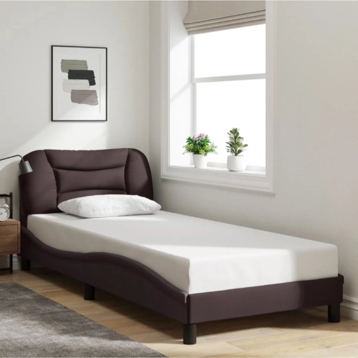 vida xl Bedframe zonder matras 90x200 cm stof donkerbruin