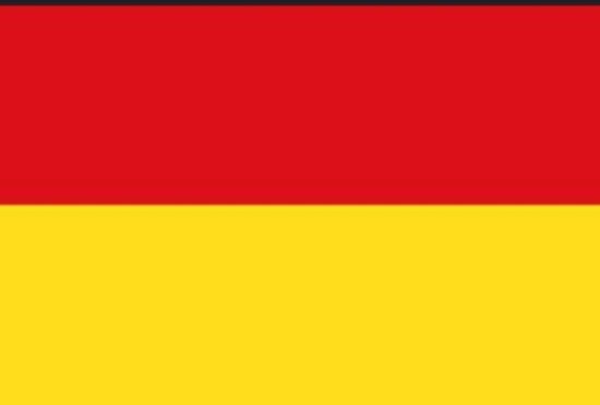 Vlag van Duitsland met drie horizontale banen: zwart, rood en geel.
