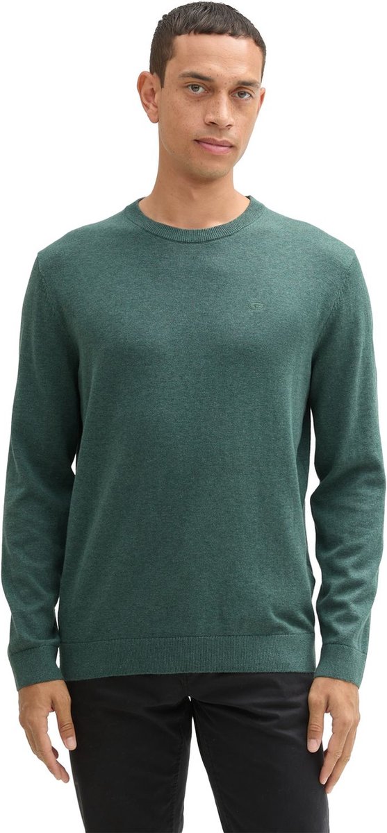 Tom Tailor Heren trui BASIC CREWNECK KNIT bequem Groen XXL Ronde Hals Volwassenen