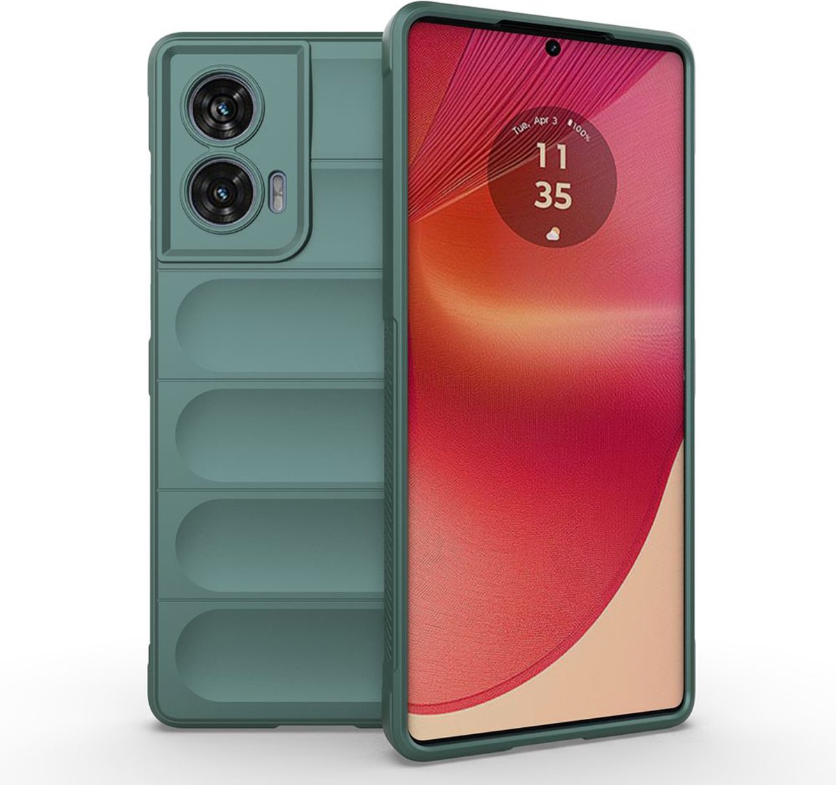 MobyDefend Hoesje - Geschikt voor Motorola Edge 50 Fusion - TPU Gripcase - Groen