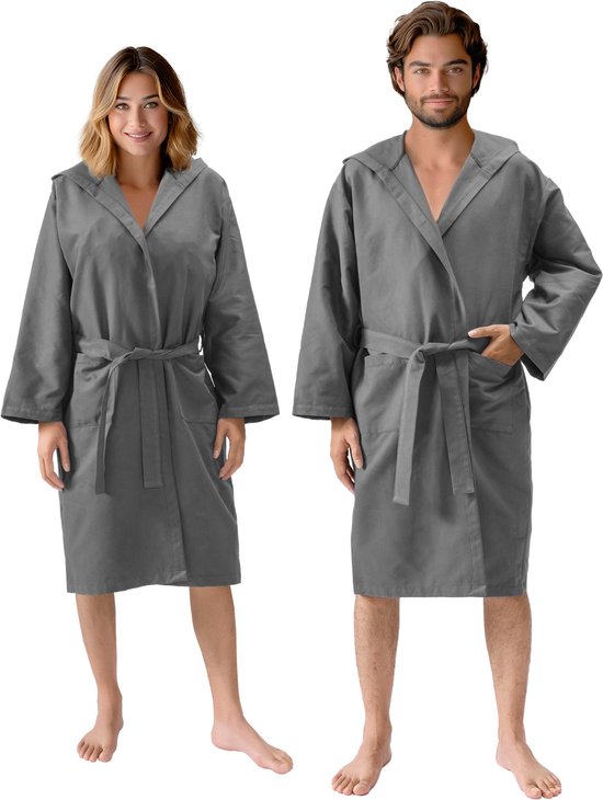 aqua-textil Malibu Badjas voor dames en heren, coral fleece, ochtendjas