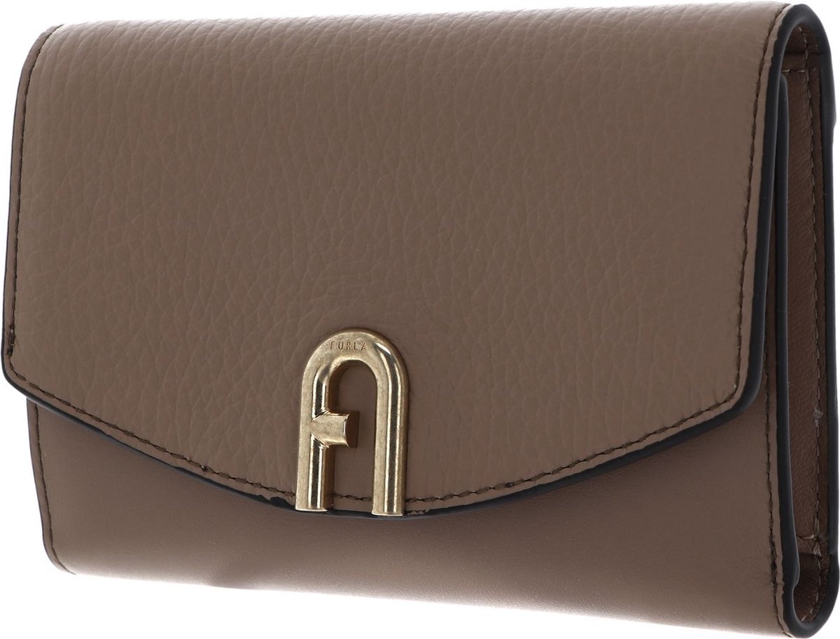 FURLA Leren Portemonnee Primula Compact Wallet With Zip Greige Lichtbruin